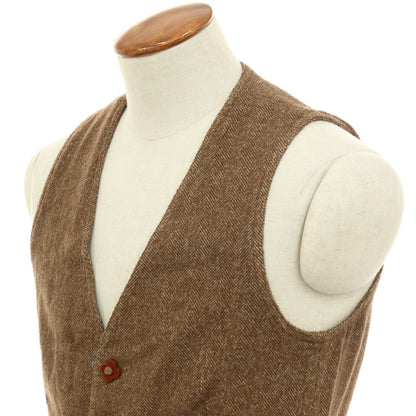 【中古】ラルディーニ LARDINI ウールリネンナイロンカシミヤ ヘリンボーン カジュアル系ジレ ベスト ブラウン【サイズ48】【 状態ランクB 】【 メンズ 】