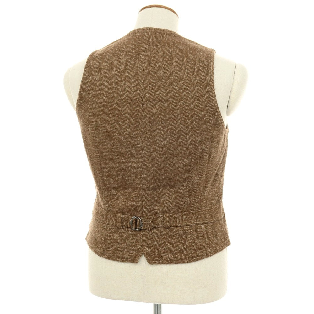 【中古】ラルディーニ LARDINI ウールリネンナイロンカシミヤ ヘリンボーン カジュアル系ジレ ベスト ブラウン【サイズ48】【 状態ランクB 】【 メンズ 】