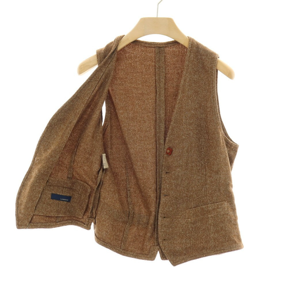 【中古】ラルディーニ LARDINI ウールリネンナイロンカシミヤ ヘリンボーン カジュアル系ジレ ベスト ブラウン【サイズ48】【 状態ランクB 】【 メンズ 】