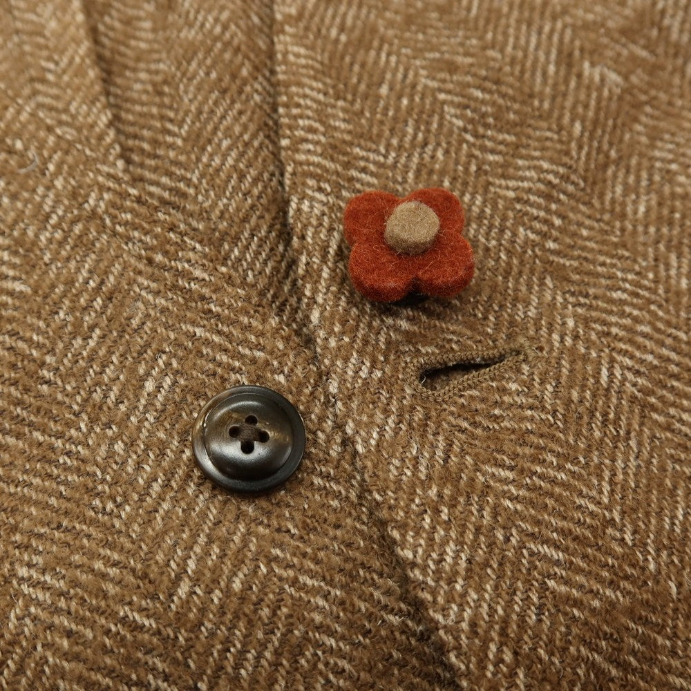 【中古】ラルディーニ LARDINI ウールリネンナイロンカシミヤ ヘリンボーン カジュアル系ジレ ベスト ブラウン【サイズ48】【 状態ランクB 】【 メンズ 】