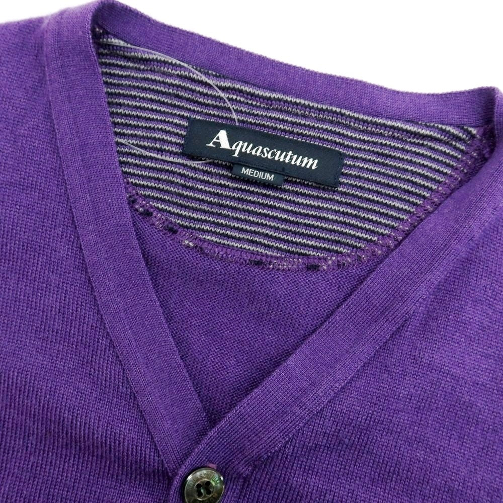 【中古】アクアスキュータム Aquascutum ウールシルクカシミヤ ニットベスト パープル【サイズＭ】【 状態ランクB 】【 メンズ 】[BPD]