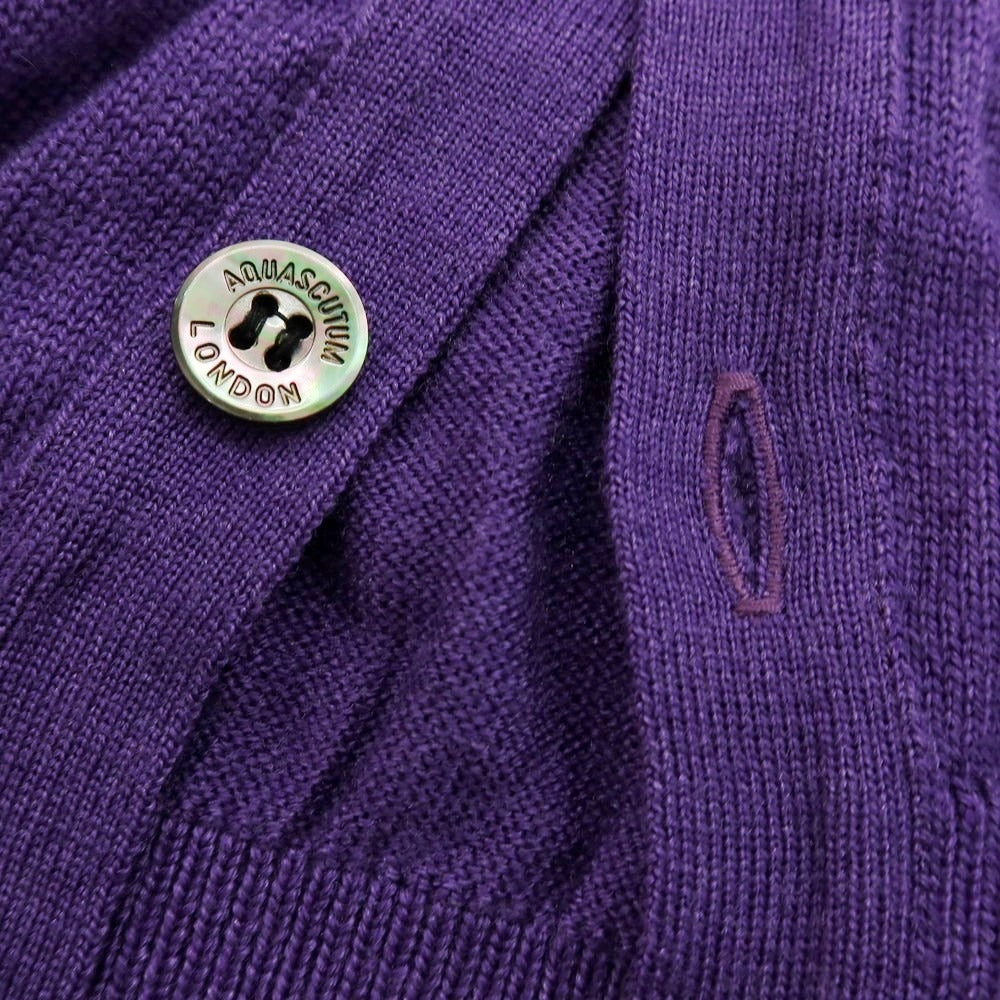 【中古】アクアスキュータム Aquascutum ウールシルクカシミヤ ニットベスト パープル【サイズＭ】【 状態ランクB 】【 メンズ 】[BPD]