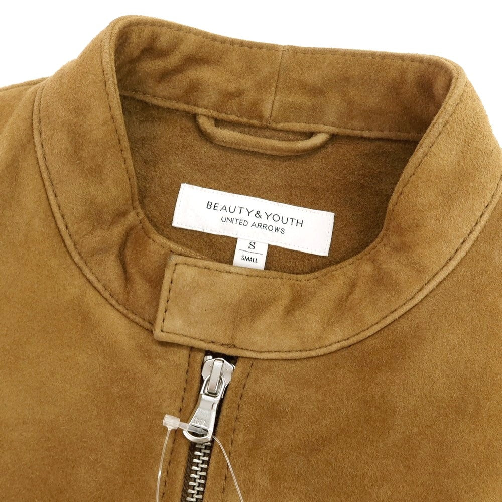 【中古】ビューティアンドユースユナイテッドアローズ BEAUTY&amp;YOUTH UNITED ARROWS ゴート スエード レザー シングルライダースジャケット キャメル【 S 】【 状態ランクC 】【 メンズ 】