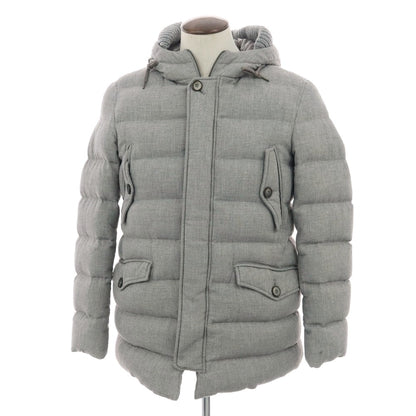 【中古】ヘルノ Herno レーヨンウール フーデッド ダウンジャケット グレー【 50 】【 状態ランクB 】【 メンズ 】