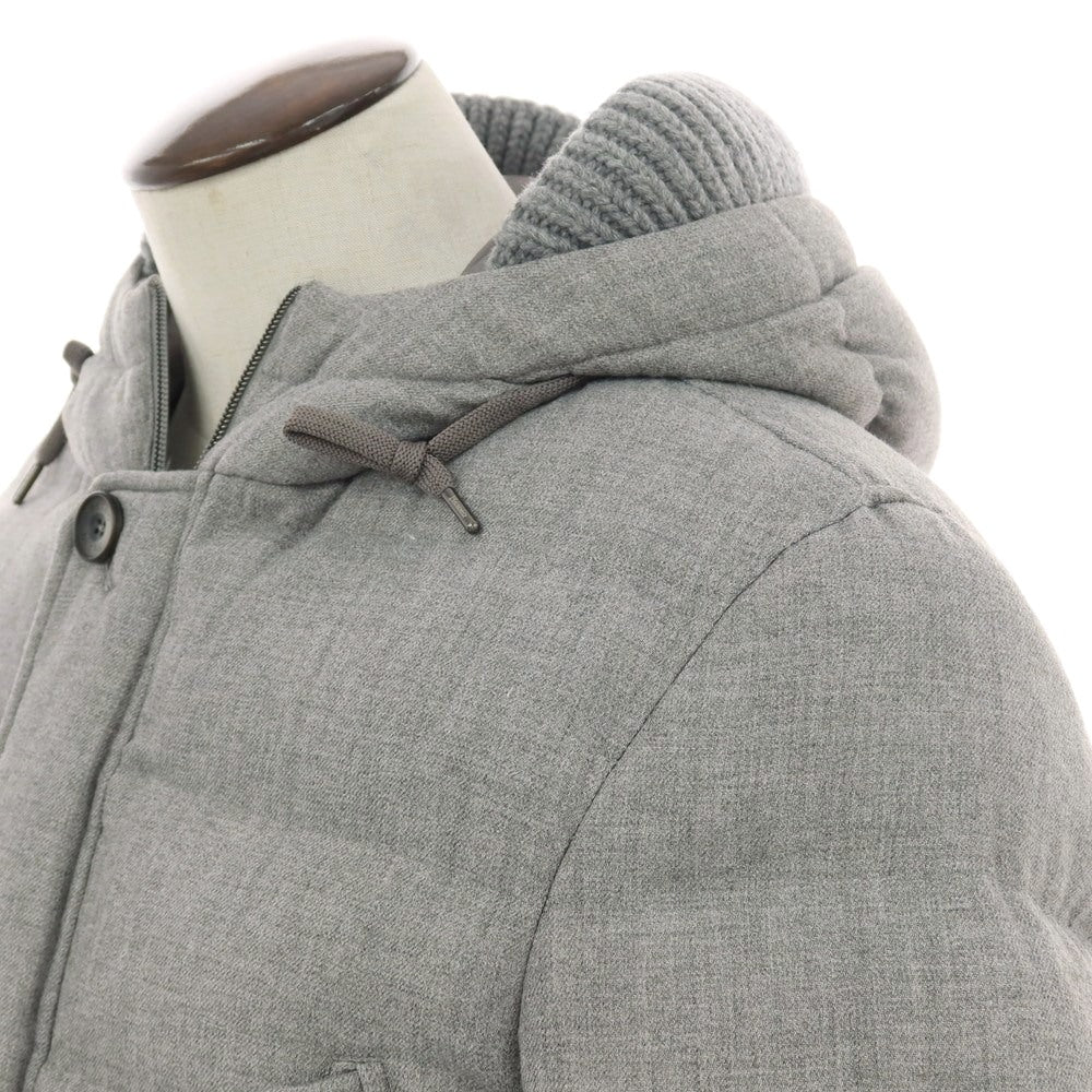 【中古】ヘルノ Herno レーヨンウール フーデッド ダウンジャケット グレー【 50 】【 状態ランクB 】【 メンズ 】