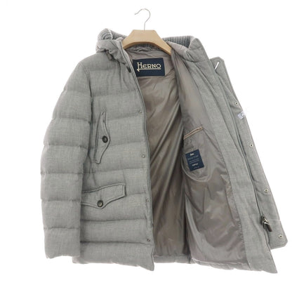 【中古】ヘルノ Herno レーヨンウール フーデッド ダウンジャケット グレー【 50 】【 状態ランクB 】【 メンズ 】