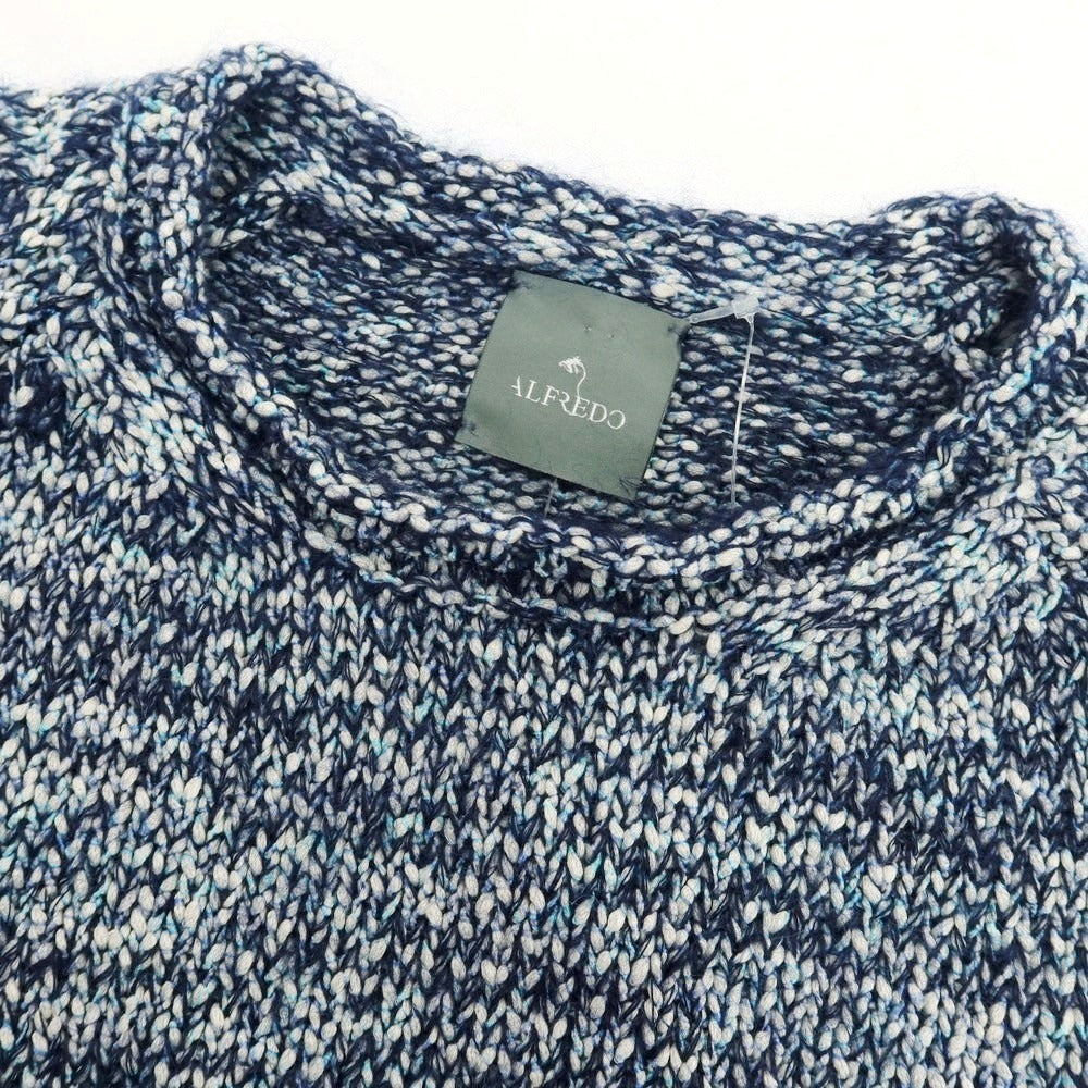 【中古】アルフレッド ALFREDO モヘヤコットン プルオーバーニット ネイビー系【 48 】【 状態ランクA 】【 メンズ 】