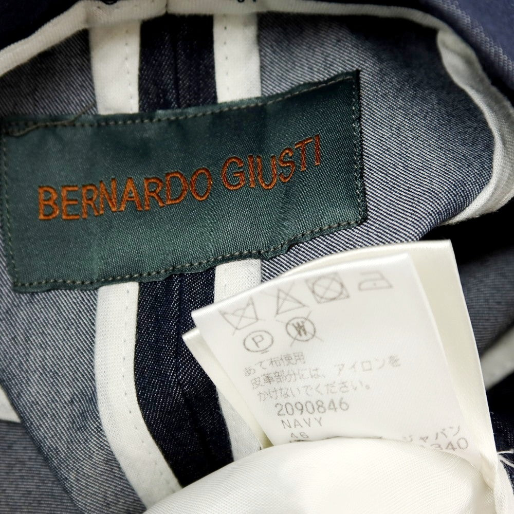 【中古】ベルナルド ジュスティ BERNARDO GIUSTI ストレッチ コットンナイロン イージースラックスパンツ ネイビー【サイズ46】【 状態ランクB 】【 メンズ 】
