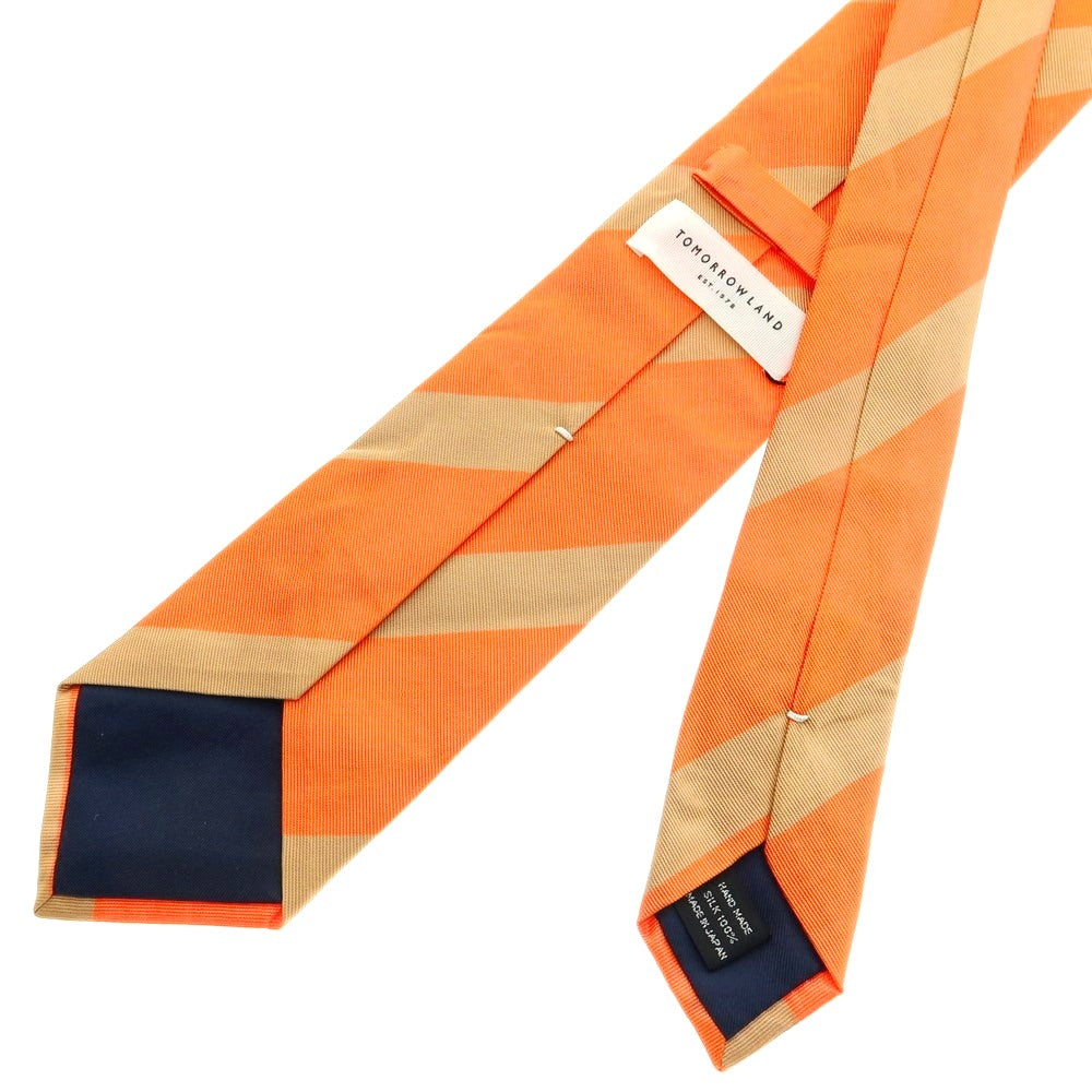 【中古】【未使用】トゥモローランド TOMORROWLAND シルク ストライプ柄ネクタイ オレンジxベージュ【 状態ランクS 】【 メンズ 】