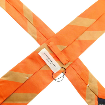 【中古】【未使用】トゥモローランド TOMORROWLAND シルク ストライプ柄ネクタイ オレンジxベージュ【 状態ランクS 】【 メンズ 】