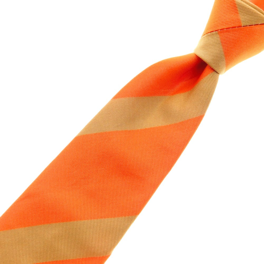 【中古】【未使用】トゥモローランド TOMORROWLAND シルク ストライプ柄ネクタイ オレンジxベージュ【 状態ランクS 】【 メンズ 】