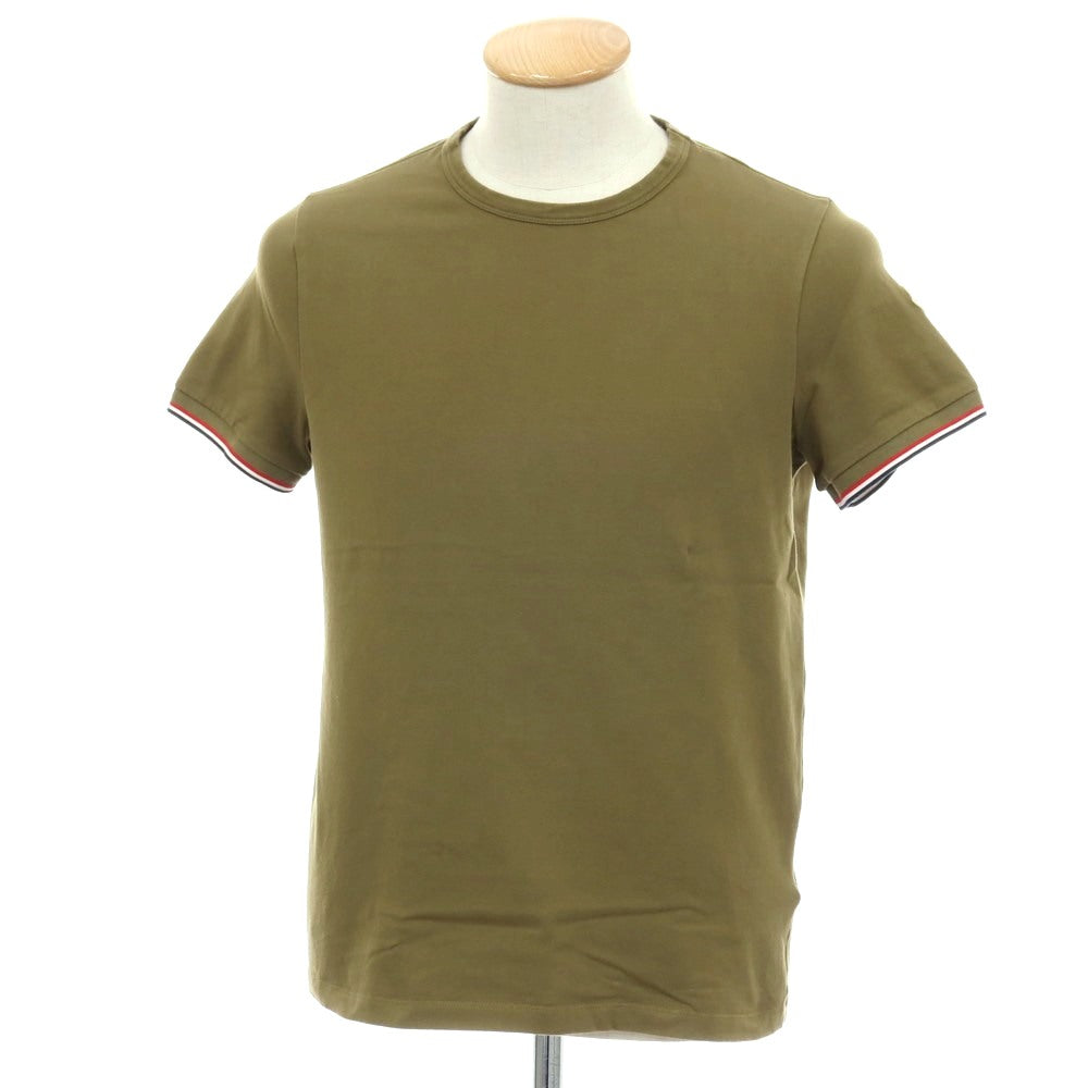 【中古】モンクレール MONCLER コットンポリウレタン クルーネック 半袖Ｔシャツ オリーブ【サイズS】【 状態ランクB 】【 メンズ 】