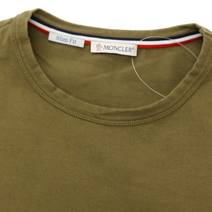 【中古】モンクレール MONCLER コットンポリウレタン クルーネック 半袖Ｔシャツ オリーブ【サイズS】【 状態ランクB 】【 メンズ 】