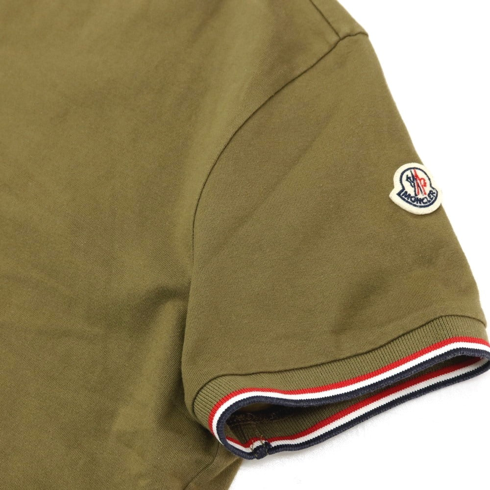 【中古】モンクレール MONCLER コットンポリウレタン クルーネック 半袖Ｔシャツ オリーブ【サイズS】【 状態ランクB 】【 メンズ 】