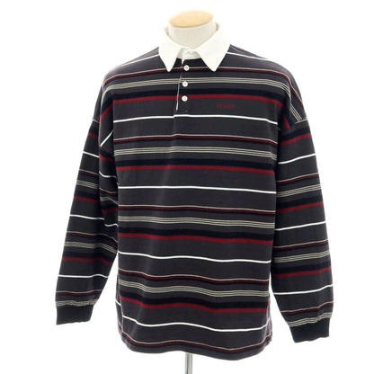 【中古】ゲバコ GEVACO コットン ボーダー 長袖ポロシャツ グレーxレッド【 42 】【 状態ランクB 】【 メンズ 】