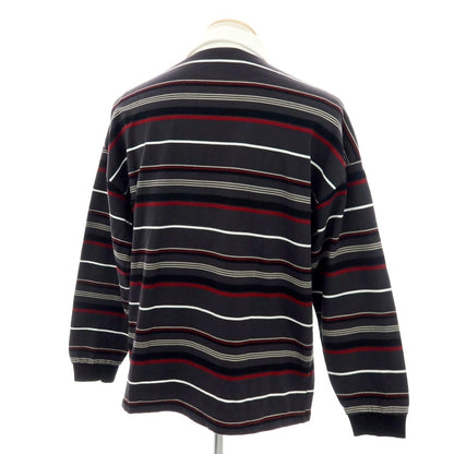 【中古】ゲバコ GEVACO コットン ボーダー 長袖ポロシャツ グレーxレッド【 42 】【 状態ランクB 】【 メンズ 】