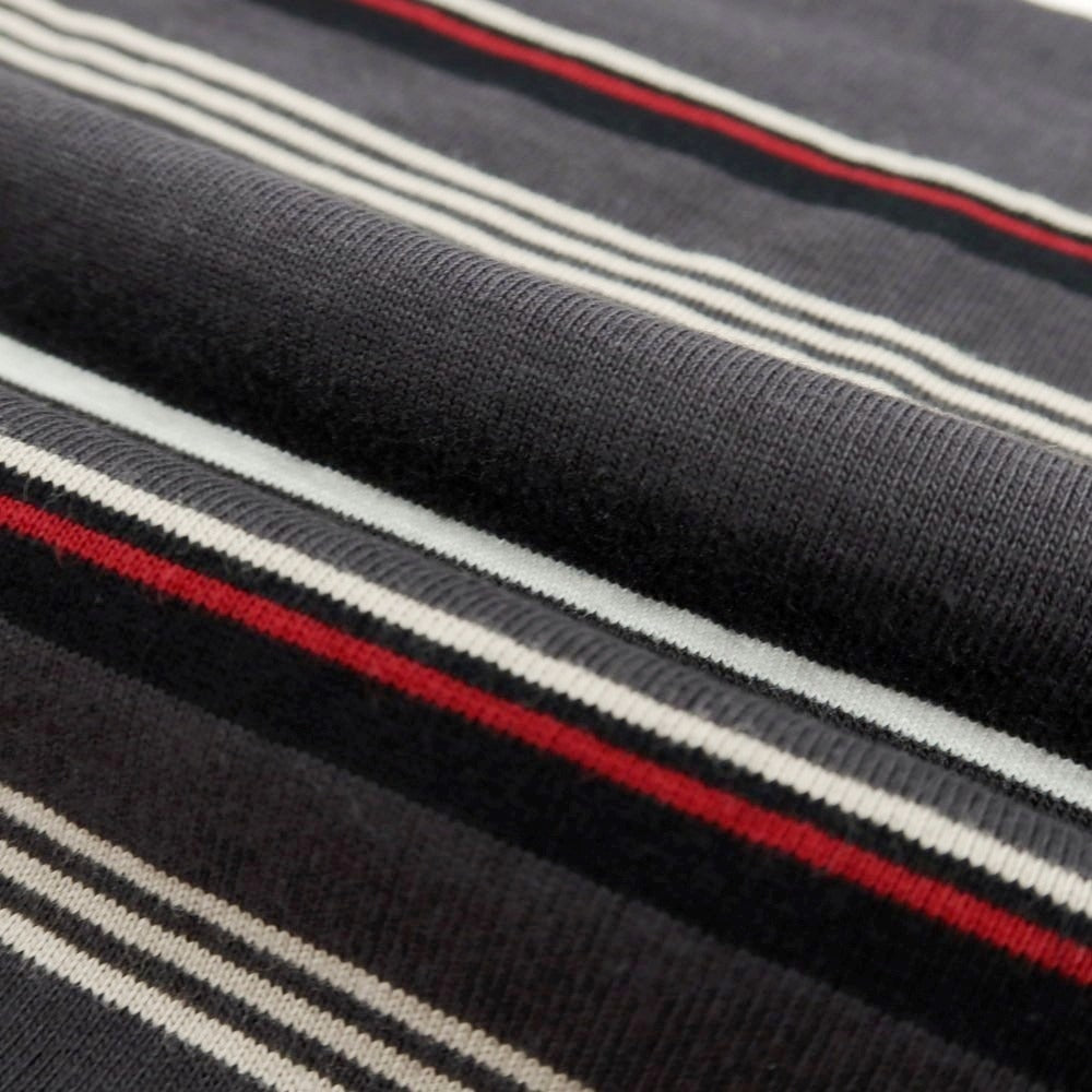 【中古】ゲバコ GEVACO コットン ボーダー 長袖ポロシャツ グレーxレッド【 42 】【 状態ランクB 】【 メンズ 】