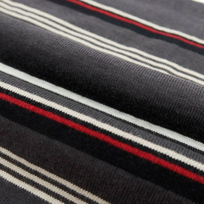 【中古】ゲバコ GEVACO コットン ボーダー 長袖ポロシャツ グレーxレッド【 42 】【 状態ランクB 】【 メンズ 】