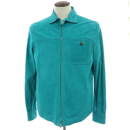 【中古】サンニーノ SANNINO スエード ダブルジップ レザーブルゾン ターコイズ【 50（紙タグ参照） 】【 状態ランクC 】【 メンズ 】