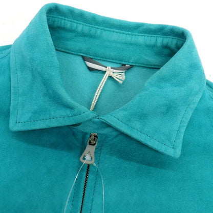 【中古】サンニーノ SANNINO スエード ダブルジップ レザーブルゾン ターコイズ【 50（紙タグ参照） 】【 状態ランクC 】【 メンズ 】