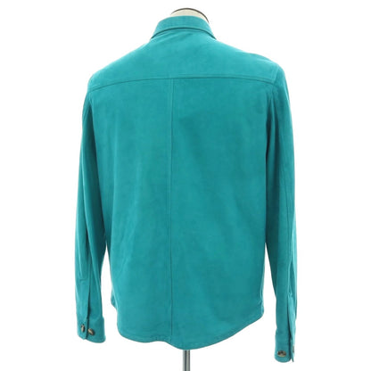 【中古】サンニーノ SANNINO スエード ダブルジップ レザーブルゾン ターコイズ【 50（紙タグ参照） 】【 状態ランクC 】【 メンズ 】