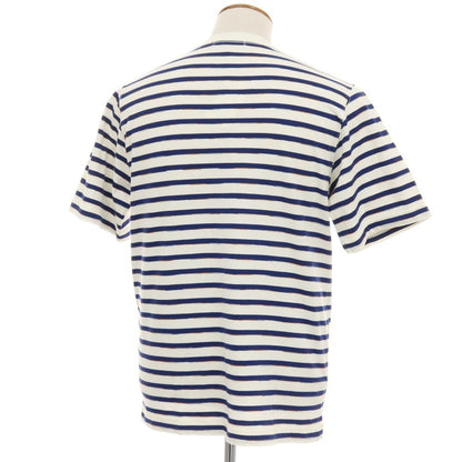 【中古】シップス SHIPS コットンレーヨン ボーダー クルーネック 半袖Ｔシャツ ホワイトxネイビー【 M 】【 状態ランクB 】【 メンズ 】[APD]
