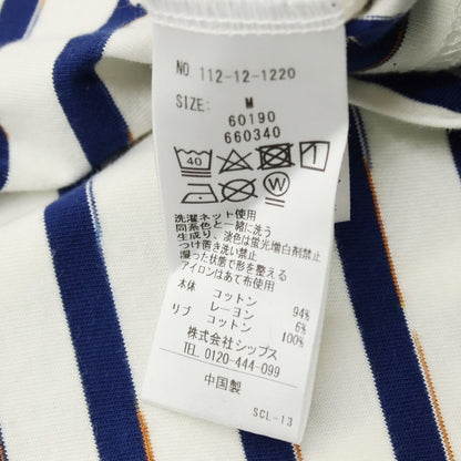 【中古】シップス SHIPS コットンレーヨン ボーダー クルーネック 半袖Ｔシャツ ホワイトxネイビー【 M 】【 状態ランクB 】【 メンズ 】[APD]
