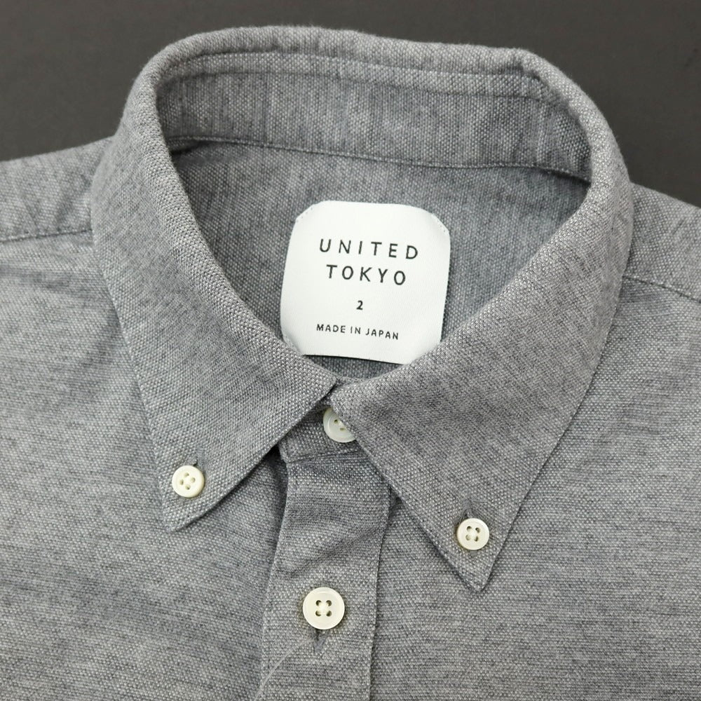 【中古】ユナイテッドトウキョウ UNITED TOKYO コットンポリエステル ボタンダウン 半袖シャツ グレー【サイズ2】【 状態ランクB 】【 メンズ 】[CPD]