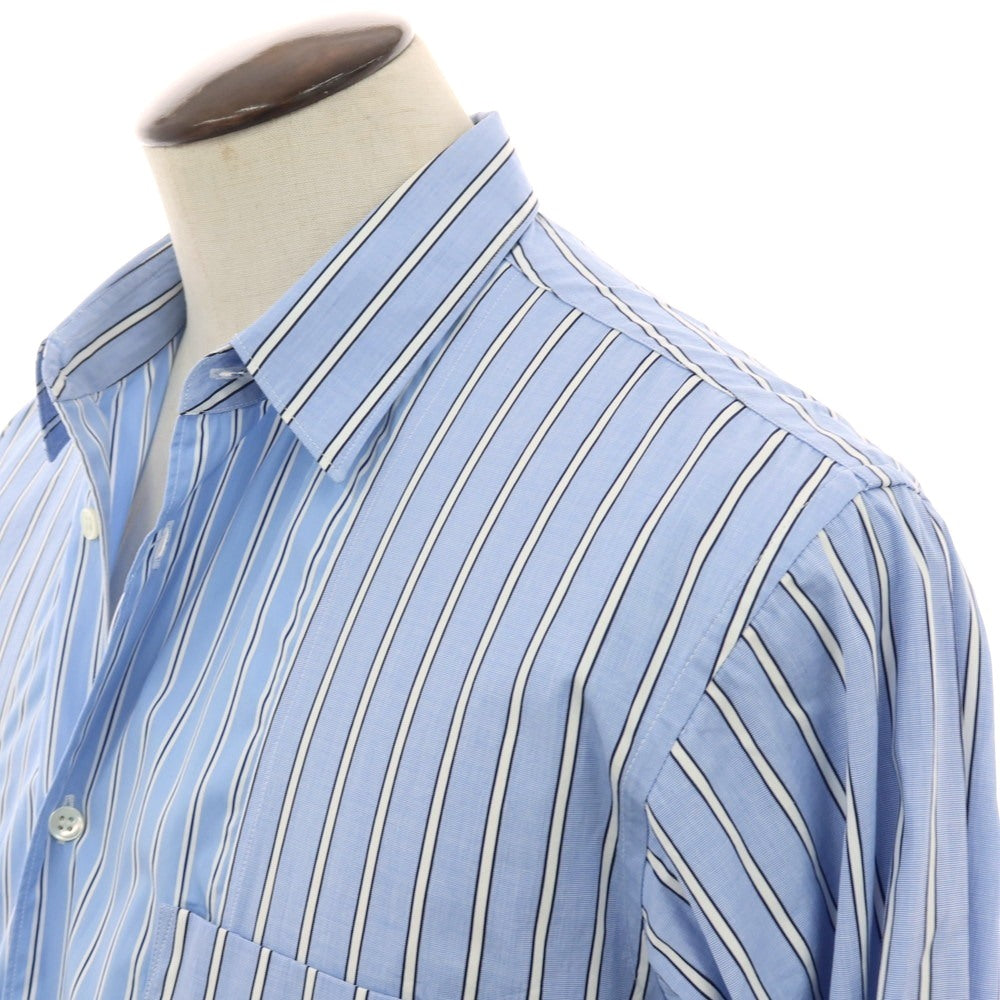 【中古】コムデギャルソンシャツ COMME des GARCONS SHIRT 2023年春夏 コットン ストライプ レギュラーカラー カジュアルシャツ ブルーxホワイト【サイズL】【 状態ランクC 】【 メンズ 】