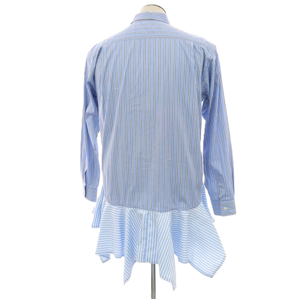 【中古】コムデギャルソンシャツ COMME des GARCONS SHIRT 2023年春夏 コットン ストライプ レギュラーカラー カジュアルシャツ ブルーxホワイト【サイズL】【 状態ランクC 】【 メンズ 】
