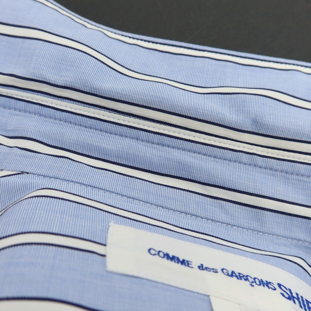 【中古】コムデギャルソンシャツ COMME des GARCONS SHIRT 2023年春夏 コットン ストライプ レギュラーカラー カジュアルシャツ ブルーxホワイト【サイズL】【 状態ランクC 】【 メンズ 】