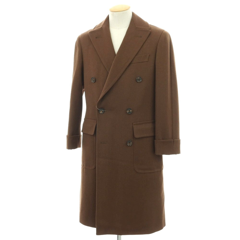 【中古】カルーゾ CARUSO ウール ダブルブレストコート ブラウン【 44 】【 状態ランクC 】【 メンズ 】