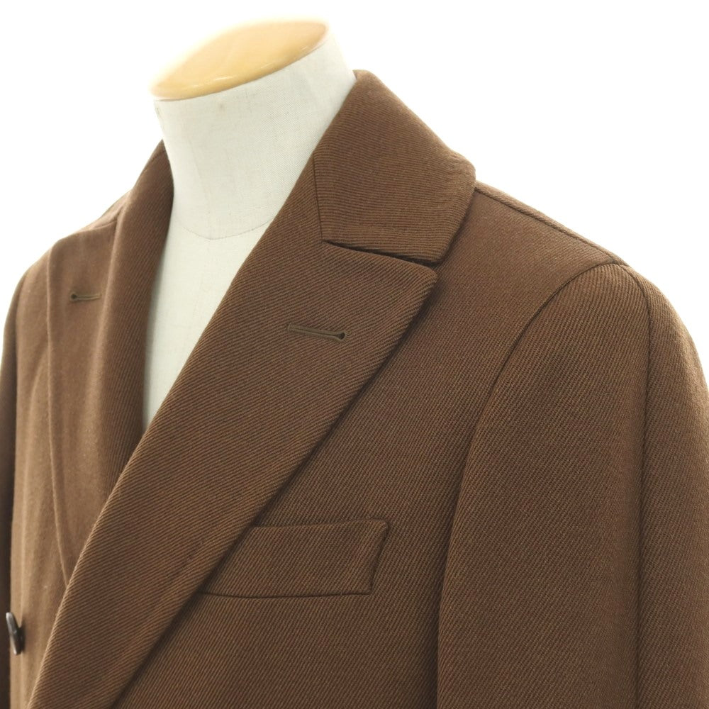 【中古】カルーゾ CARUSO ウール ダブルブレストコート ブラウン【 44 】【 状態ランクC 】【 メンズ 】