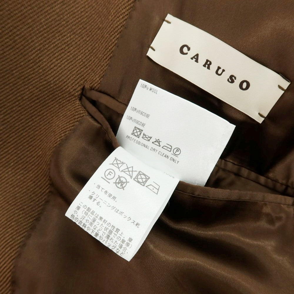 【中古】カルーゾ CARUSO ウール ダブルブレストコート ブラウン【 44 】【 状態ランクC 】【 メンズ 】