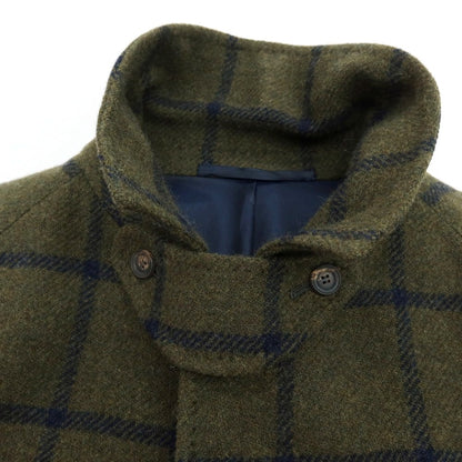 【中古】スティレ ラティーノ STILE LATINO ウール ウィンドウペーンチェック ステンカラーコート オリーブグリーンxネイビー【 44 】【 状態ランクB 】【 メンズ 】
