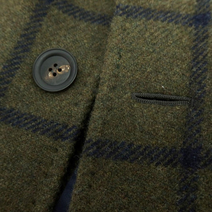 【中古】スティレ ラティーノ STILE LATINO ウール ウィンドウペーンチェック ステンカラーコート オリーブグリーンxネイビー【 44 】【 状態ランクB 】【 メンズ 】