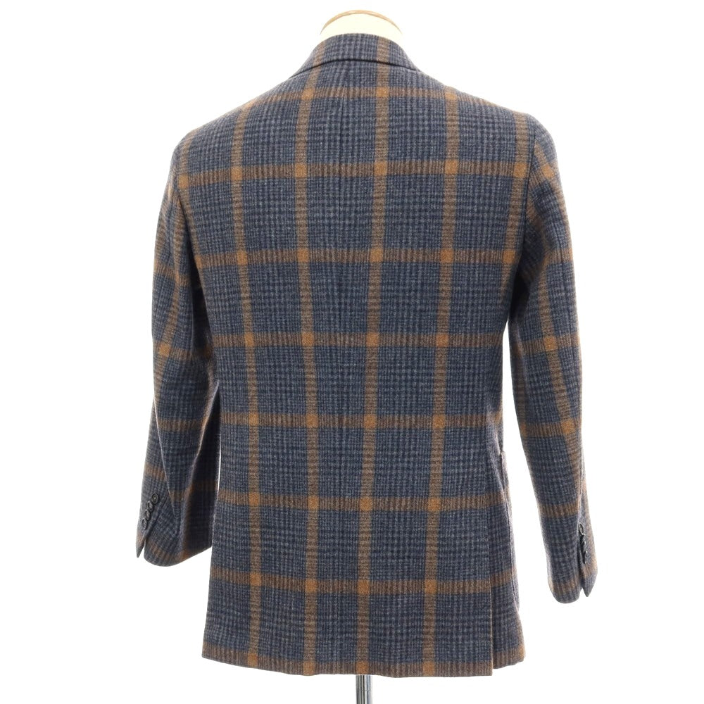 【中古】デペトリロ DE PETRILLO ウール チェック 3B テーラードジャケット ネイビーxグレー【 44 】【 状態ランクB 】【 メンズ 】