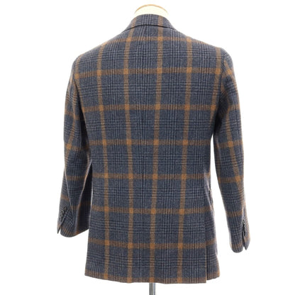 【中古】デペトリロ DE PETRILLO ウール チェック 3B テーラードジャケット ネイビーxグレー【 44 】【 状態ランクB 】【 メンズ 】