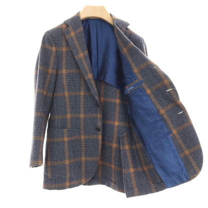 【中古】デペトリロ DE PETRILLO ウール チェック 3B テーラードジャケット ネイビーxグレー【 44 】【 状態ランクB 】【 メンズ 】