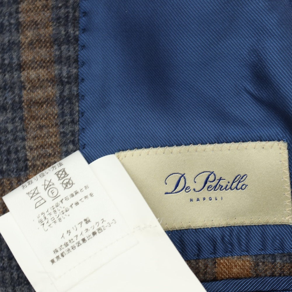 【中古】デペトリロ DE PETRILLO ウール チェック 3B テーラードジャケット ネイビーxグレー【サイズ44】【 状態ランクB 】【 メンズ 】[BPD]