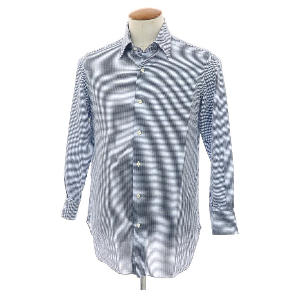 【中古】スティレ ラティーノ STILE LATINO コットン チェック レギュラーカラー ドレスシャツ ホワイトxネイビー【 サイズ39 】【 状態ランクC 】【 メンズ 】 [APD]