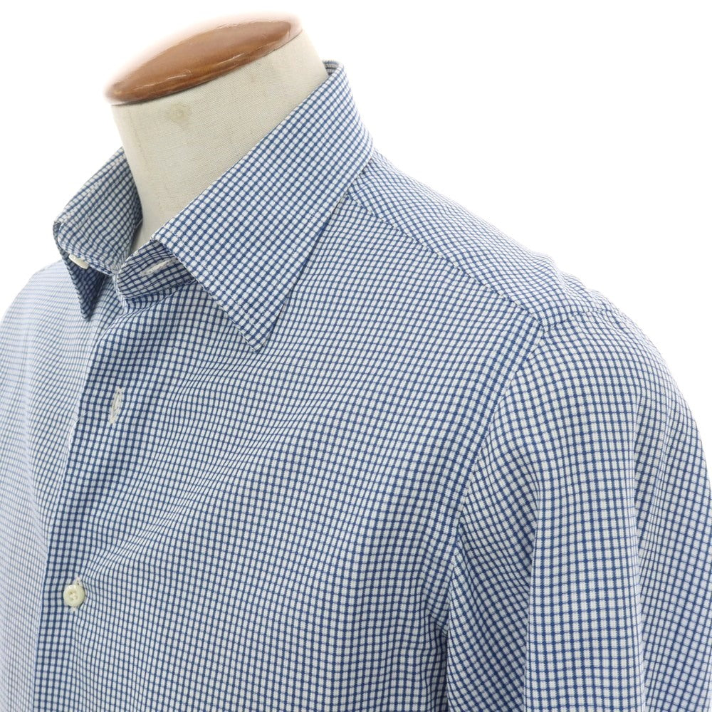 【中古】スティレ ラティーノ STILE LATINO コットン チェック レギュラーカラー ドレスシャツ ホワイトxネイビー【 サイズ39 】【 状態ランクC 】【 メンズ 】 [APD]