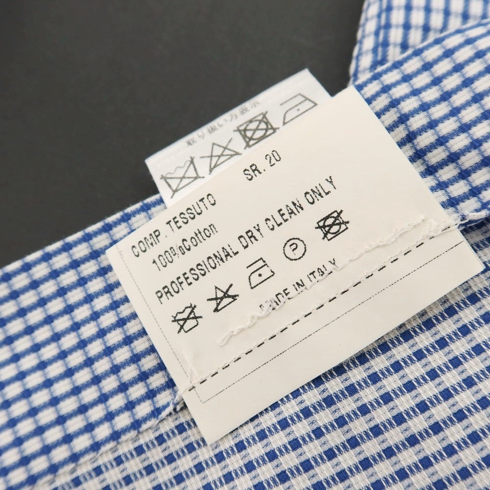 【中古】スティレ ラティーノ STILE LATINO コットン チェック レギュラーカラー ドレスシャツ ホワイトxネイビー【 サイズ39 】【 状態ランクC 】【 メンズ 】 [APD]