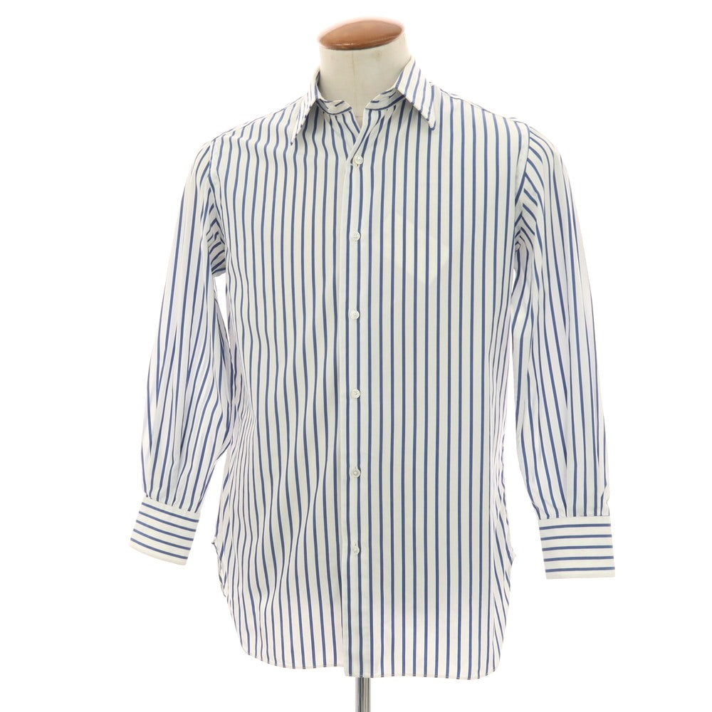 【中古】スティレ ラティーノ STILE LATINO コットン ストライプ レギュラーカラー ドレスシャツ ホワイトxダークブルー【サイズ39】【 状態ランクD 】【 メンズ 】