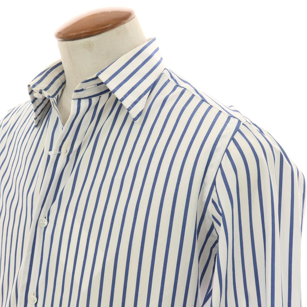 【中古】スティレ ラティーノ STILE LATINO コットン ストライプ レギュラーカラー ドレスシャツ ホワイトxダークブルー【サイズ39】【 状態ランクD 】【 メンズ 】
