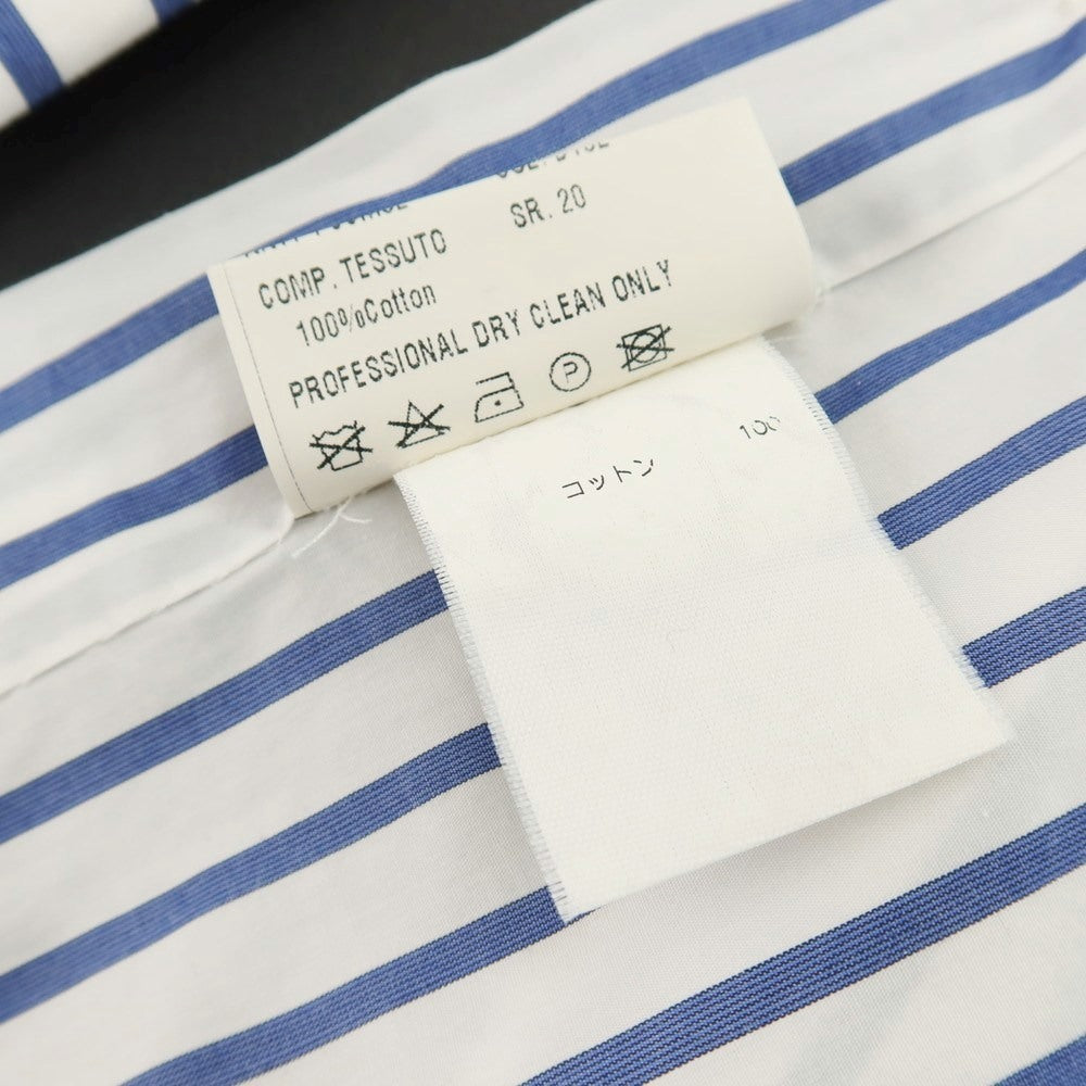 【中古】スティレ ラティーノ STILE LATINO コットン ストライプ レギュラーカラー ドレスシャツ ホワイトxダークブルー【サイズ39】【 状態ランクD 】【 メンズ 】