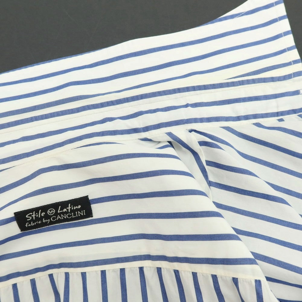 【中古】スティレ ラティーノ STILE LATINO コットン ストライプ レギュラーカラー ドレスシャツ ホワイトxダークブルー【サイズ39】【 状態ランクD 】【 メンズ 】