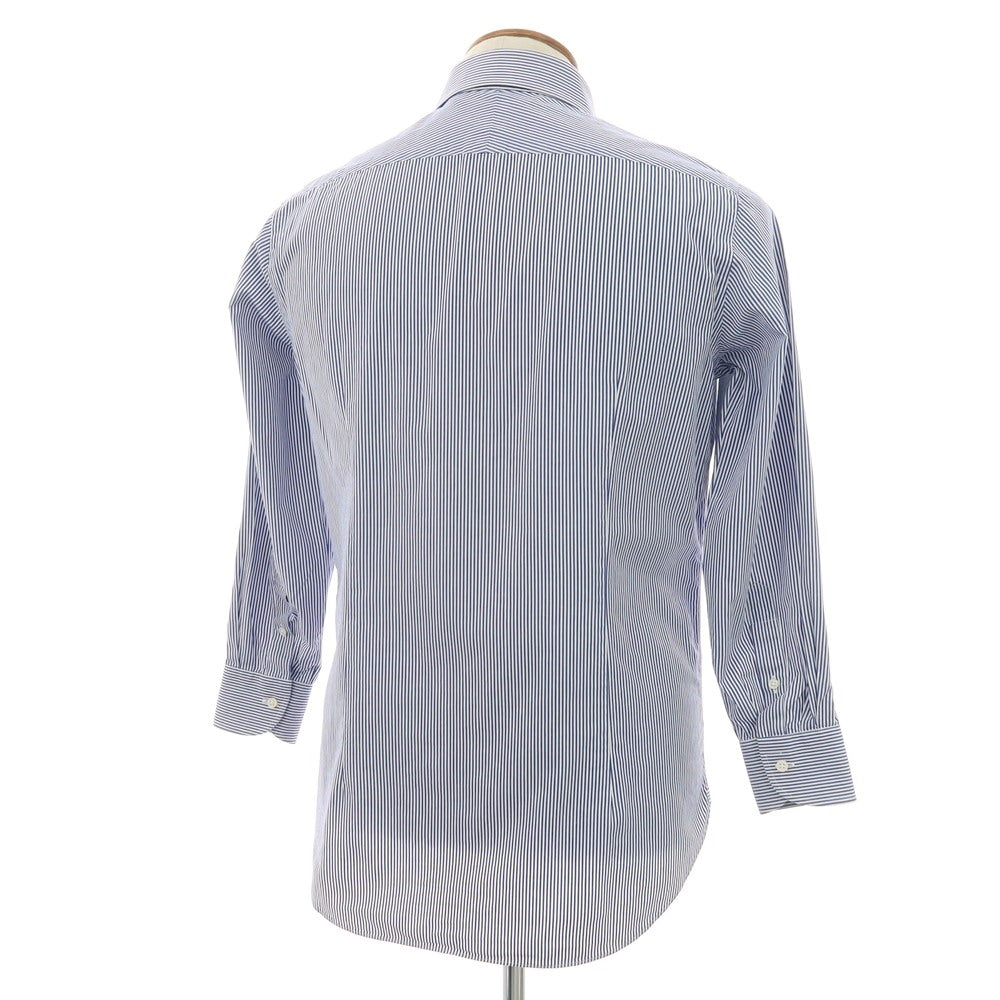 【中古】ビームスエフ BEAMS F コットン ストライプ セミワイドカラー ドレスシャツ ホワイトxネイビー【サイズ39】【 状態ランクC 】【 メンズ 】