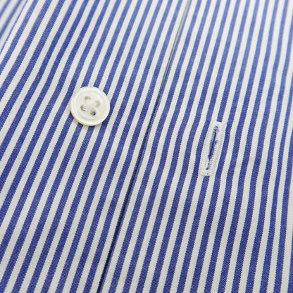 【中古】ビームスエフ BEAMS F コットン ストライプ セミワイドカラー ドレスシャツ ホワイトxネイビー【サイズ39】【 状態ランクC 】【 メンズ 】