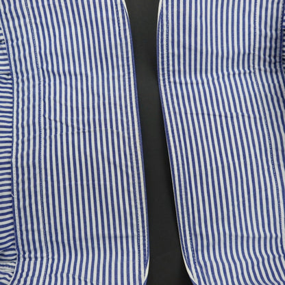 【中古】ビームスエフ BEAMS F コットン ストライプ セミワイドカラー ドレスシャツ ホワイトxネイビー【サイズ39】【 状態ランクC 】【 メンズ 】